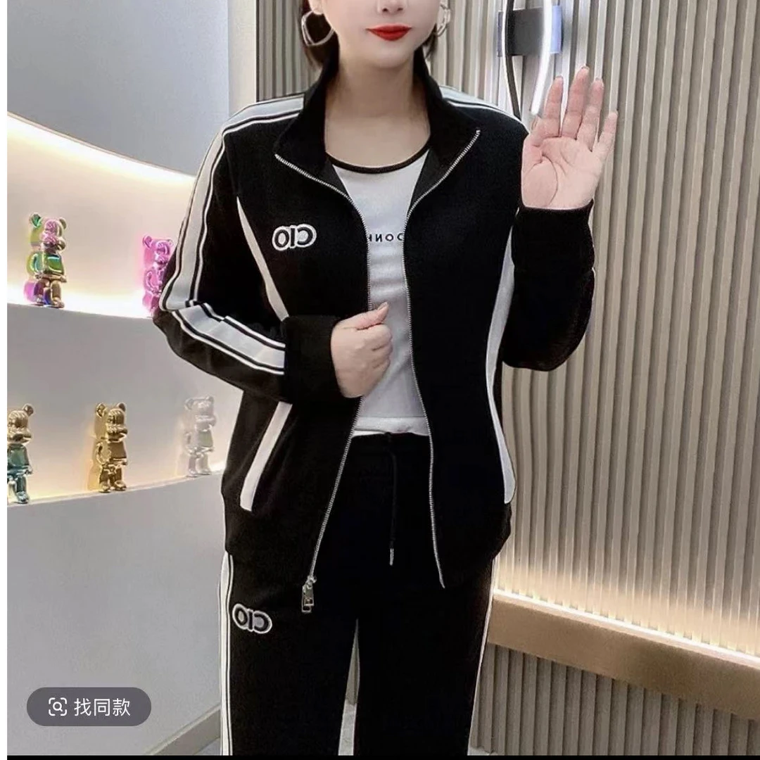 2025早春新款运动三件套装休闲时尚百搭个性大码女装宽松显瘦
