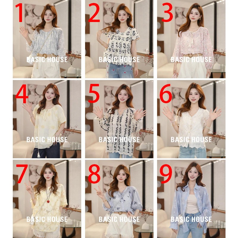 Basic House/百家好夏季爆款欧若风韩版设计款时尚显瘦小衫合集
