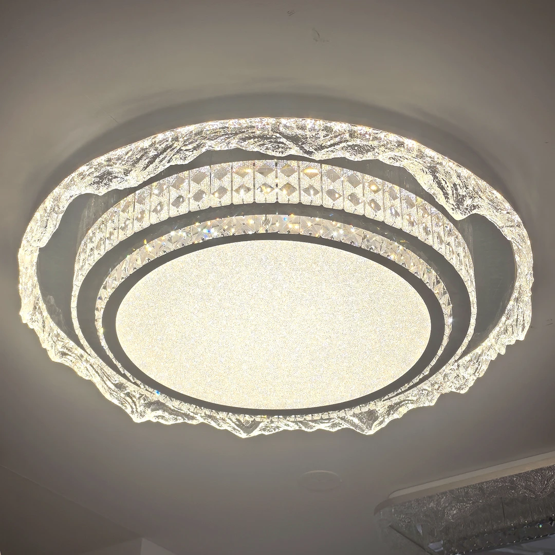 2025新款大圆客厅水晶灯简约轻奢大厅吸顶灯餐厅主卧高档中山灯具