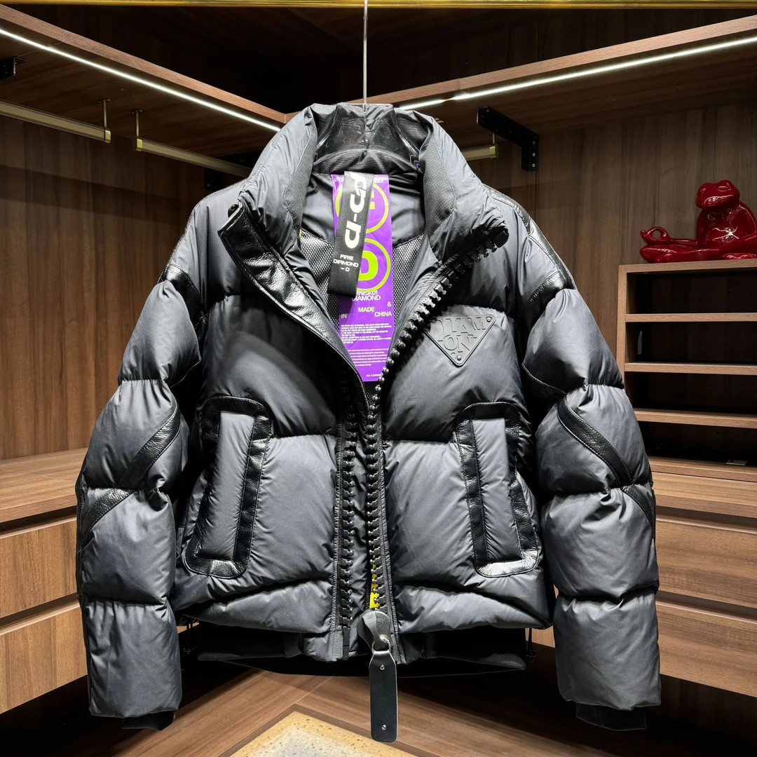 24008冬新款国标90白鸭绒潮流极简风设计时尚立领龟背结构羽绒服