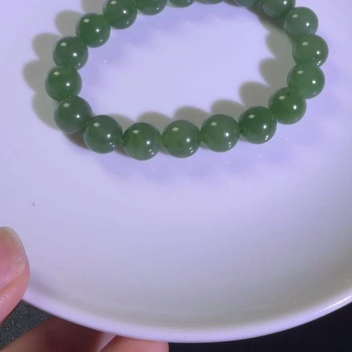 和田玉未镶嵌手链卡10碧玉阳绿