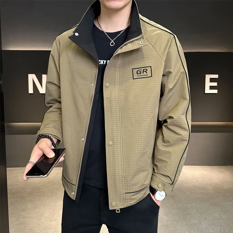 埃卢涅芬美式外套男士潮牌春秋季新款痞帅高级感男装立领夹克休闲