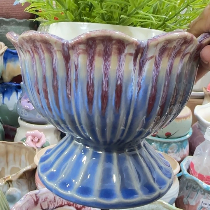 凑9块包邮，有孔，陶瓷花盆