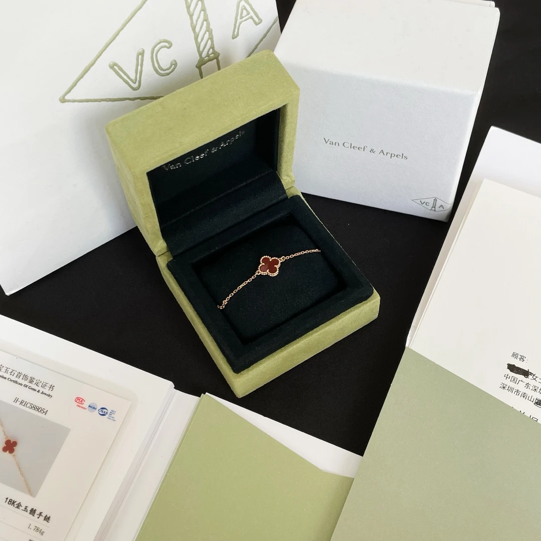 99新 梵克雅宝 梵克雅宝红花手链mini全套22年 JM12-2596