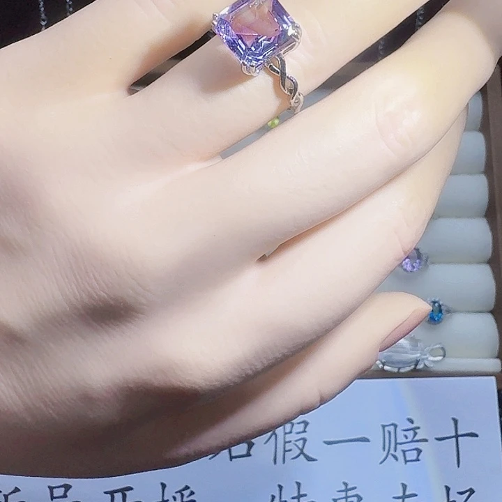 紫晶戒指银S925镶嵌