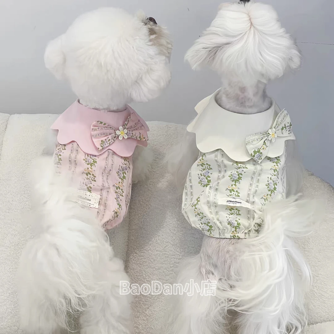【BanDan】狗狗衣服春夏薄款花瓣领碎花裙子小狗比熊泰迪猫咪透气