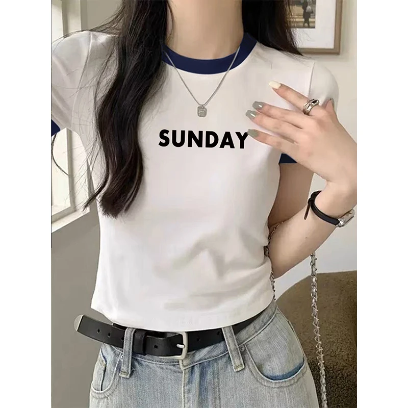 设计感独特别致卡腰小衫小个子短款纯棉正肩短袖t恤女夏新款上衣