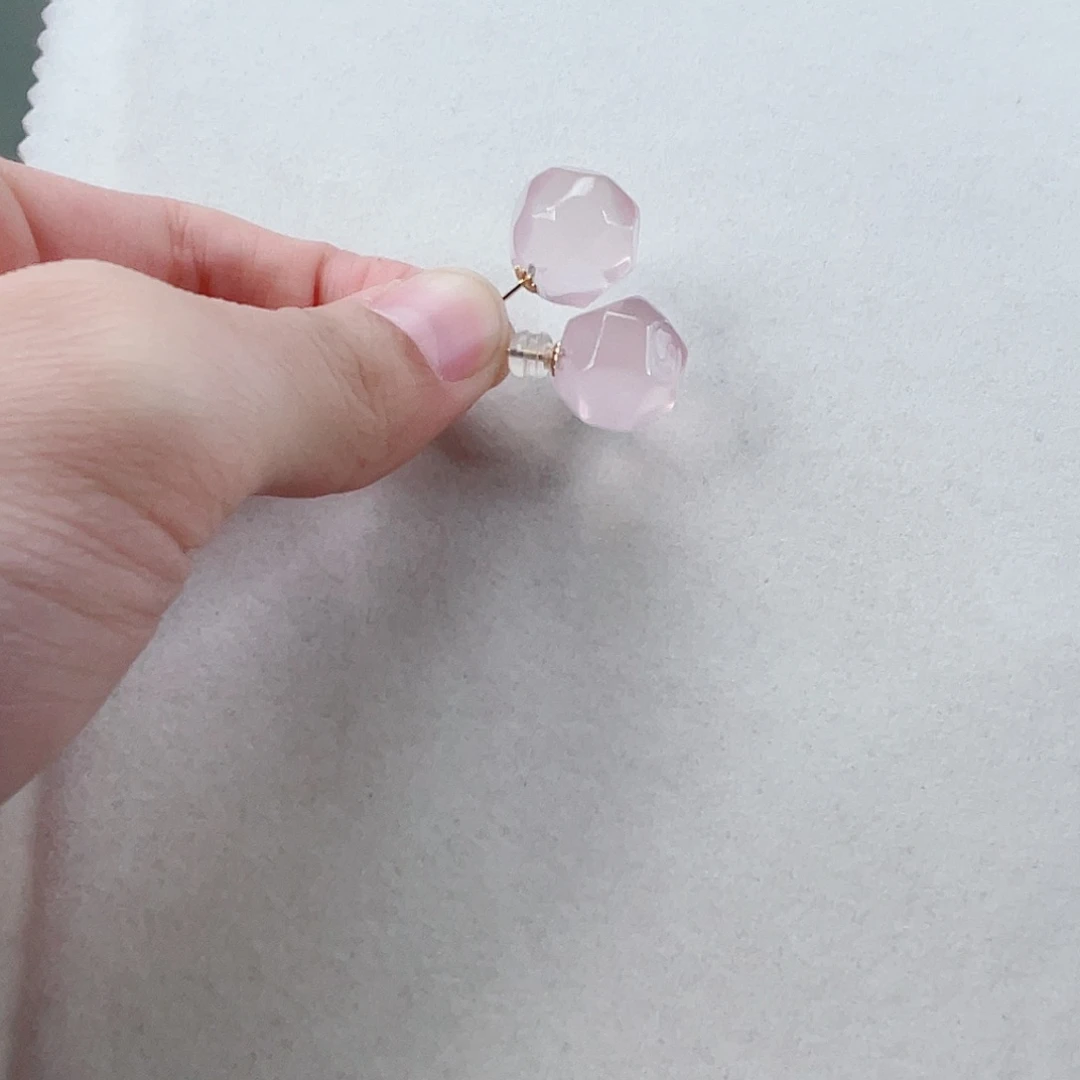 水晶耳饰18K金镶嵌水晶15.2