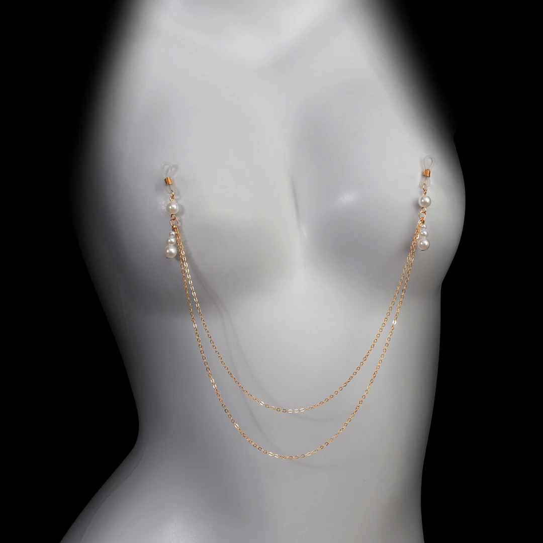 欧美新款性感珍珠吊坠胸饰夜店派对辣妹装情趣乳头链身体链配饰