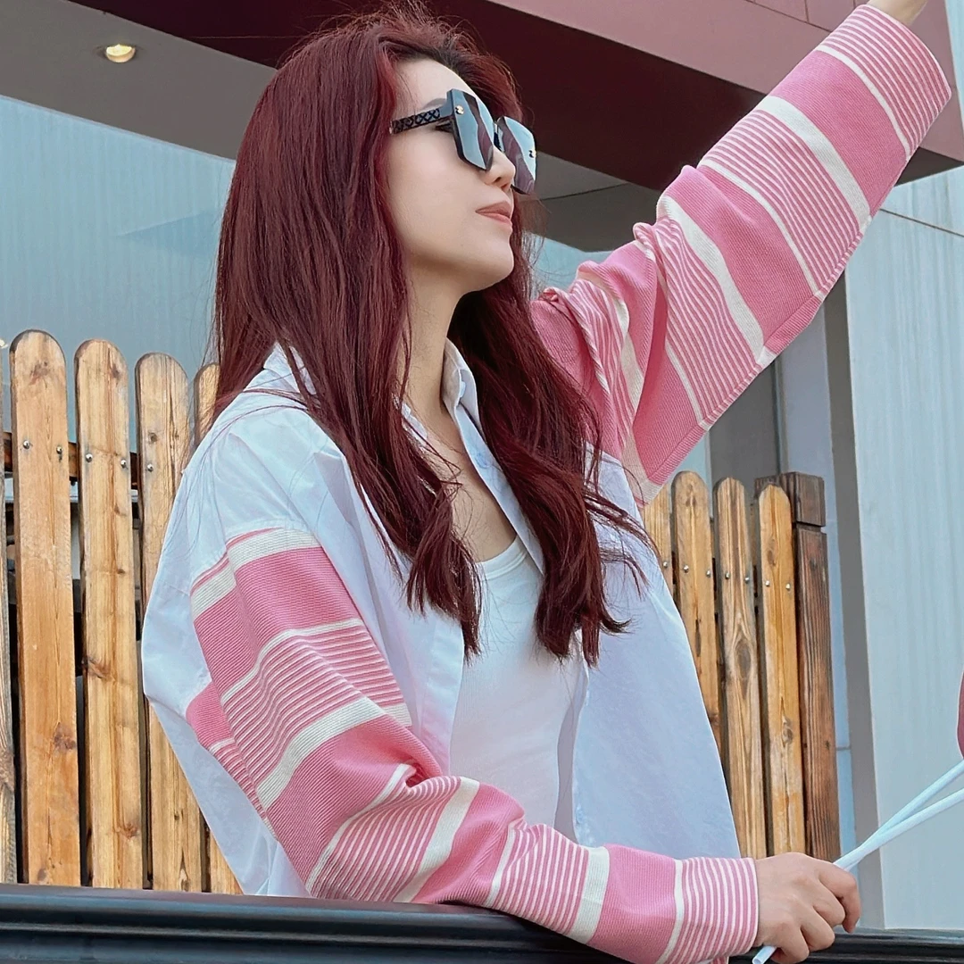 针西【元气夏天】针西里高端定制时尚针织拼接袖衬衫（×退×换）70003