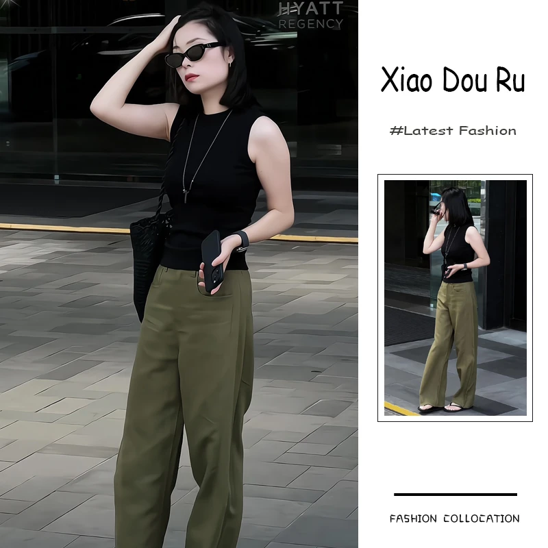 夏季流行穿搭整套新款2025韩系减龄气质简约无袖上衣阔腿裤两件套