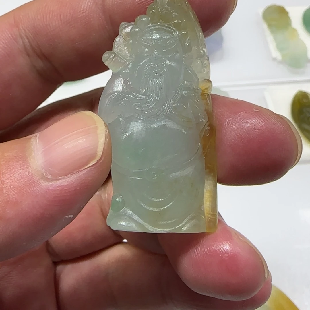 定制翡翠未镶嵌缅甸翡翠关公