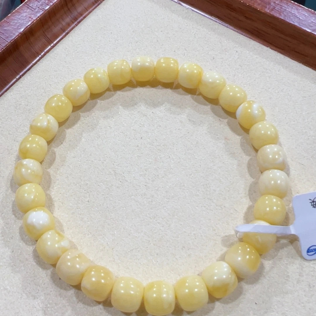 蜜蜡手链未镶嵌7.5m满蜡微瑕