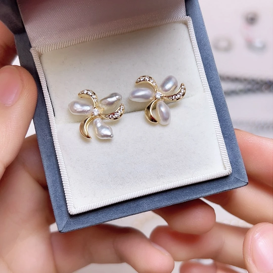 海水珍珠耳饰银S925镶嵌