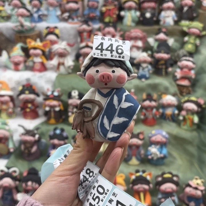 大***鸡陶摆件两条肉可爱猪猪