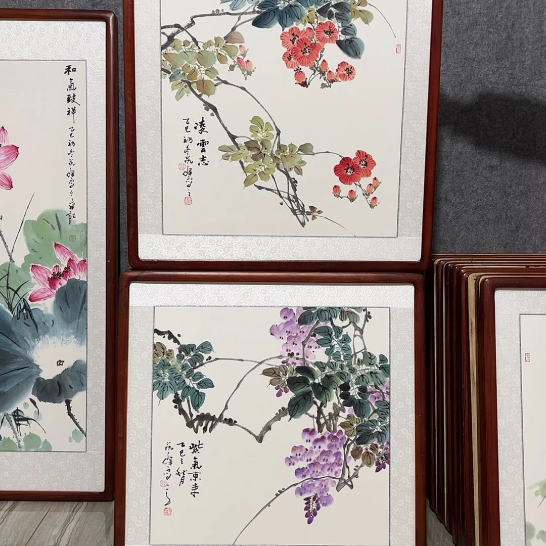 国画书画作品带框63×63