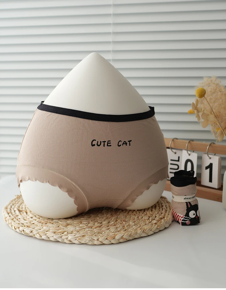 爆款闹小姐猫咪女士三角内裤好穿不夹PP学生成年人都可穿卡通