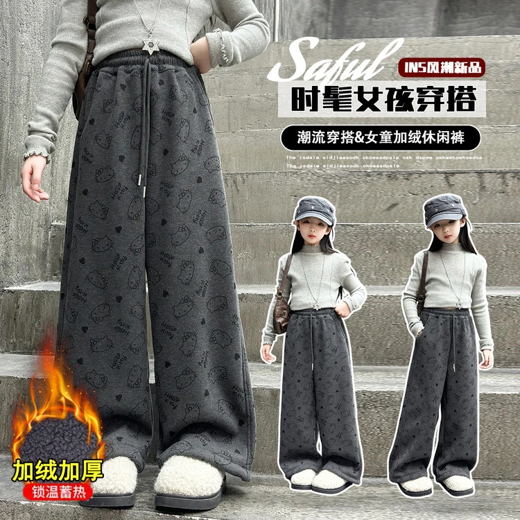 DH037加绒加厚卡通猫咪糯米裤子