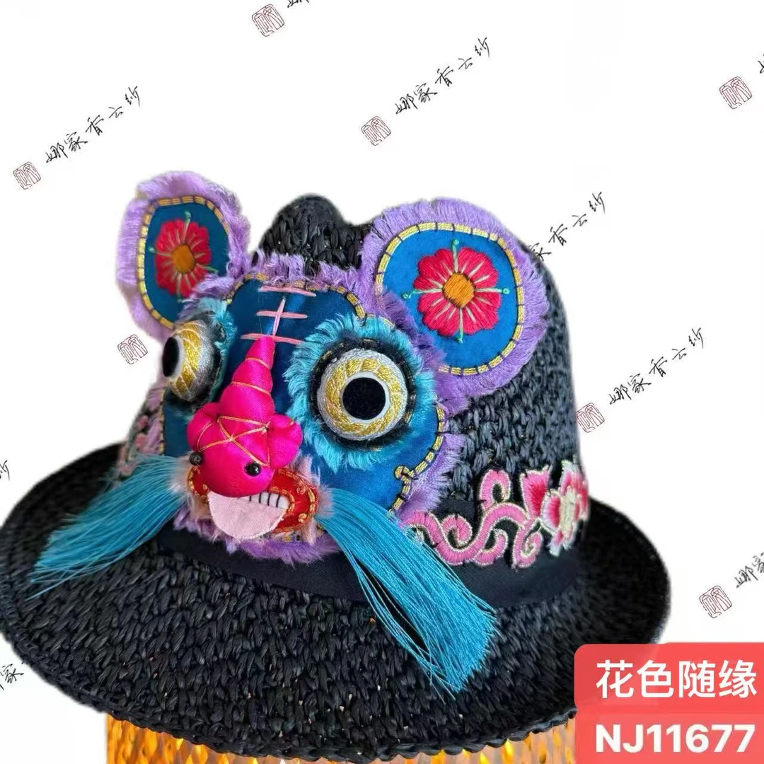 娜家国风刺绣编织帽NJ（11677）【花型花色随缘】