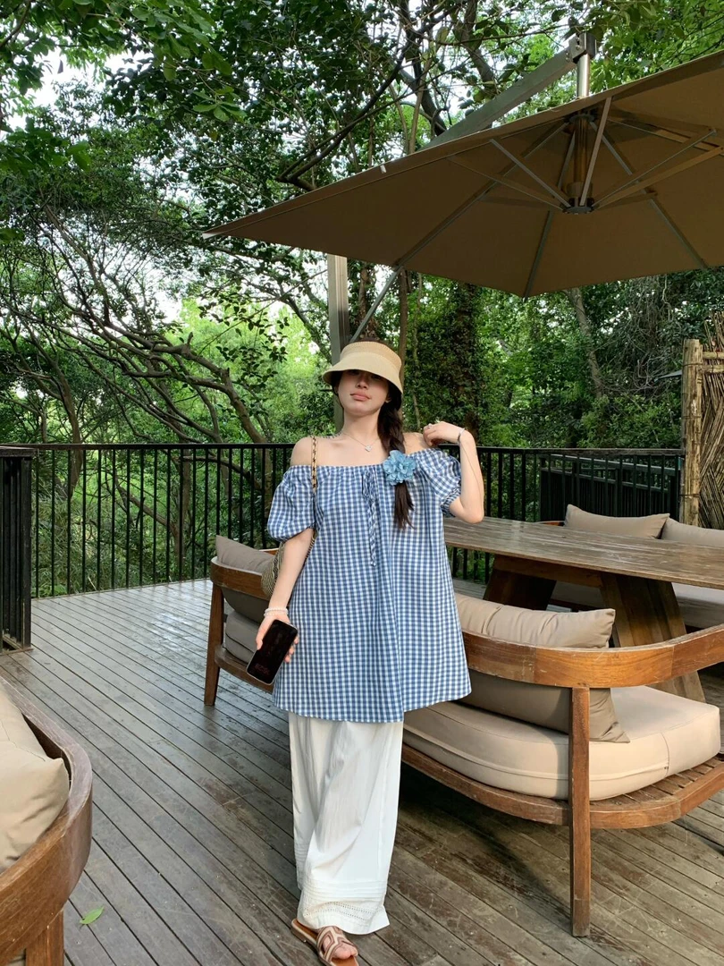 洋气休闲女夏季新款小个子法式时尚无袖连衣裙子气质收腰v领长裙