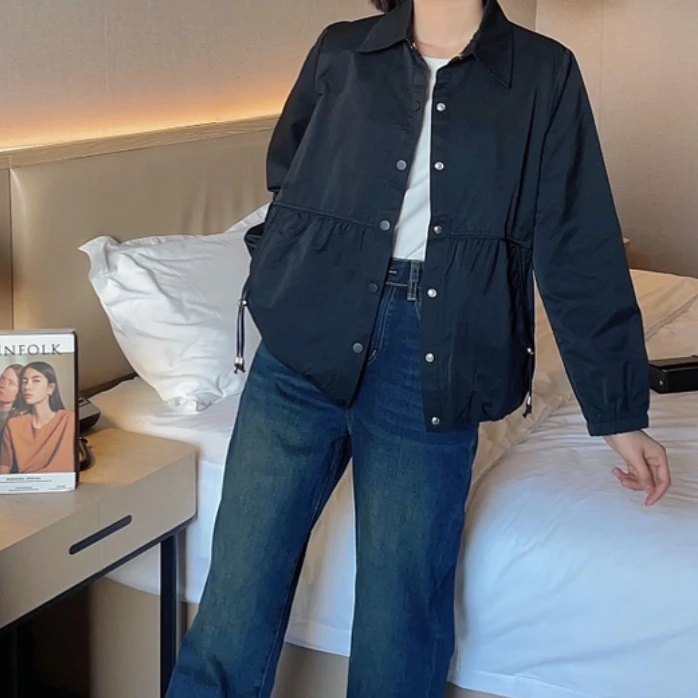希茜8978 秋季纯色女士夹克外套上衣户外女时尚风衣
