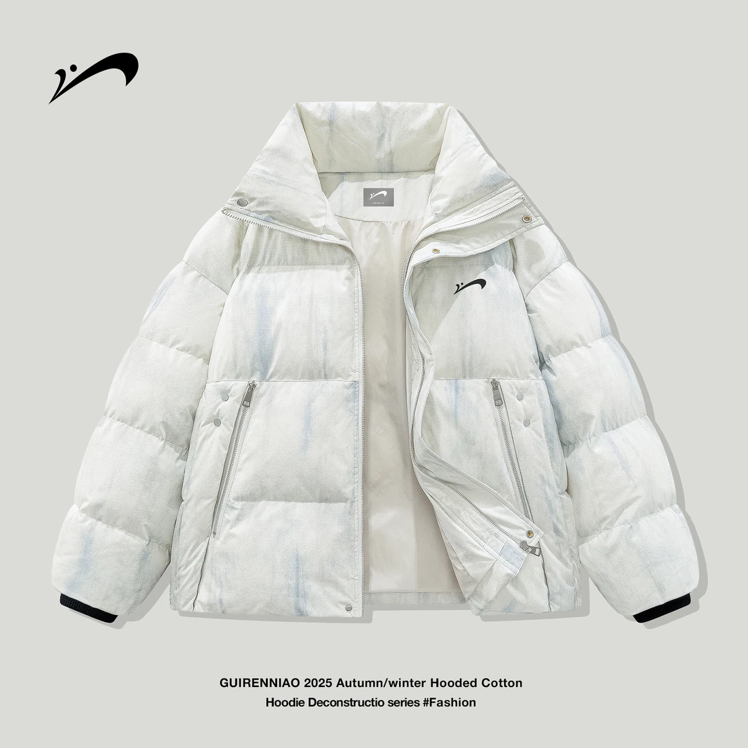 贵人鸟扎染立领棉服男款秋冬季加厚保暖晋江棉袄防寒面包棉衣外套