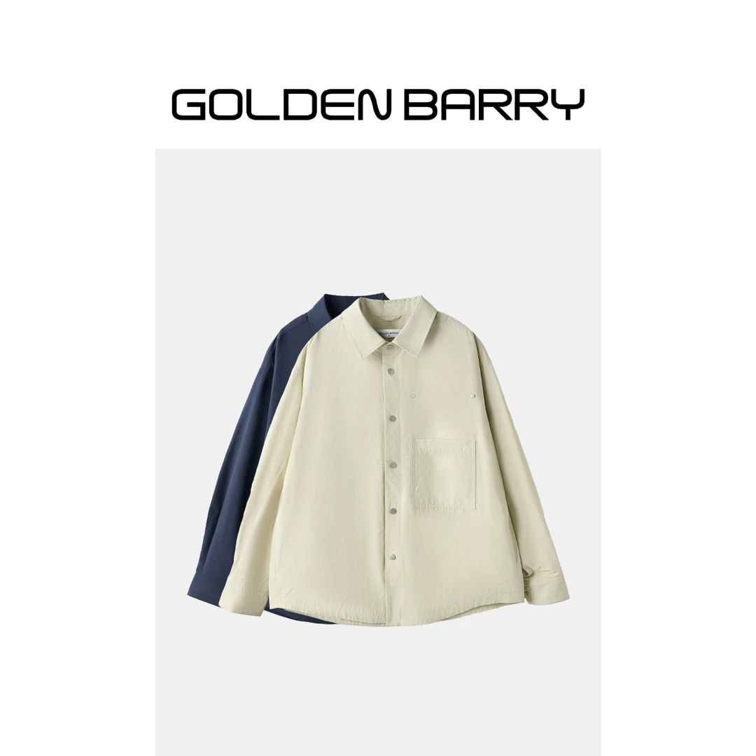 GOLDENBARRY|212560简约设计师男装口袋拼接休闲衬衫夹克百搭时尚
