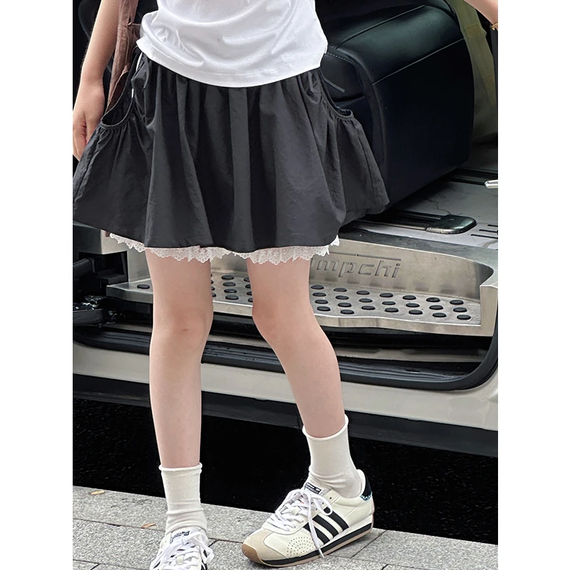 K29075学院风蕾丝边女童裙裤2025新款夏装儿童半身裙洋气休闲短裤
