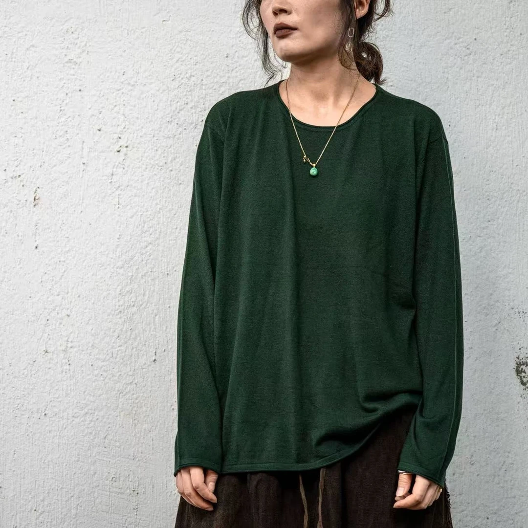 疯子张秋季套头毛衣宽松休闲百搭圆领套头短款女士毛衫