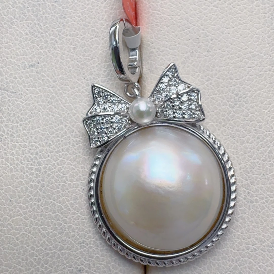 银S925镶嵌颈饰拼合珍珠（马贝珠）@@md012