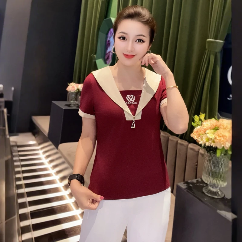 2025年新款气质休闲显瘦宽松洋气时尚翻领设计针织假两件大码百搭