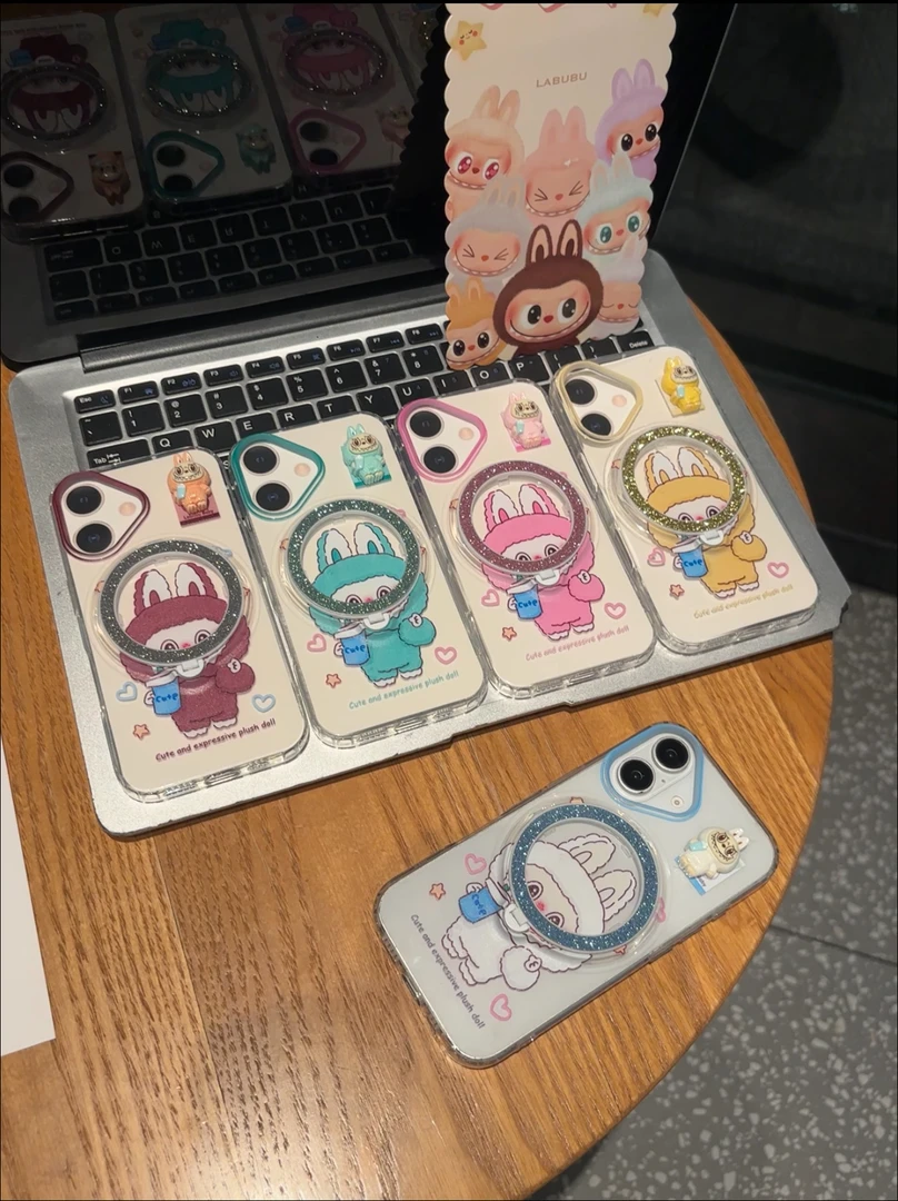 喝水拉布布适用苹果16pro磁吸iPhone15promax透明14网红13/12套