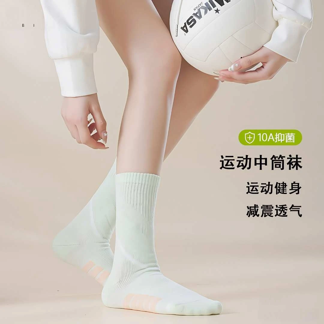 秋冬袜子女10A抗菌防臭毛巾底无骨运动袜瑜伽健身跑步骑行防滑袜