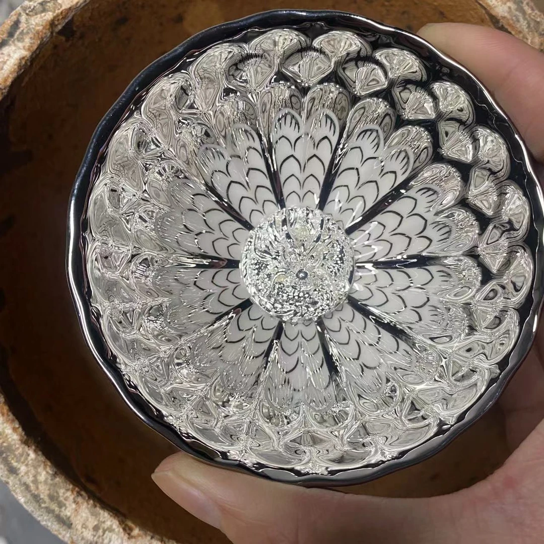 手工茶器 冰清玉洁盘龙主人杯