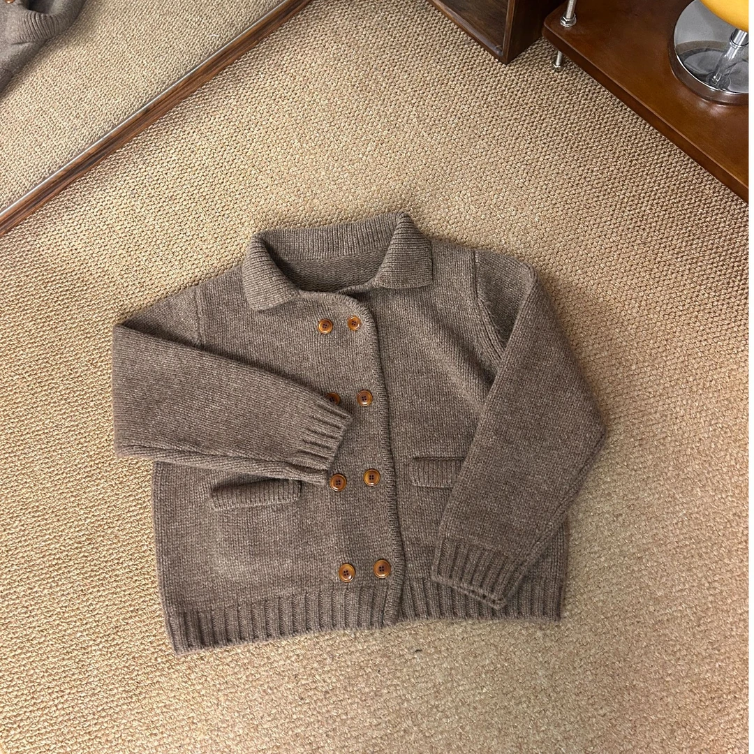 by hees [韩系双排扣翻领毛衣开衫] 保暖百搭