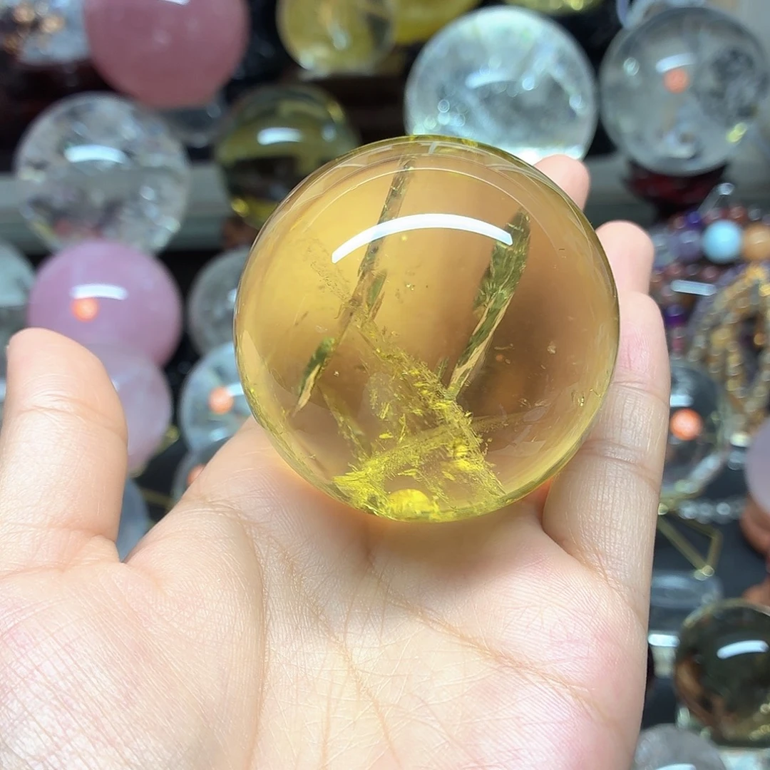 允***墨珠宝半成品未镶嵌水晶黄水晶蓝针57A942