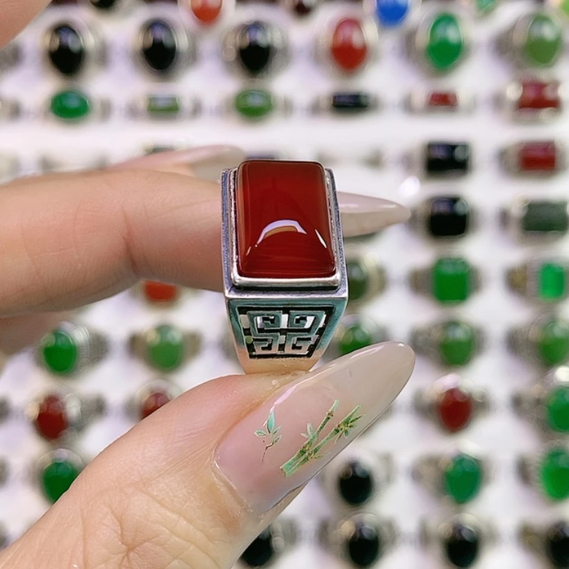 【闪购商品】银S925镶嵌戒指玛瑙/玉髓