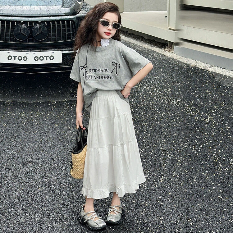 女童套装2025新款儿童洋气夏季短袖免搭款中大童夏季新款套装女童