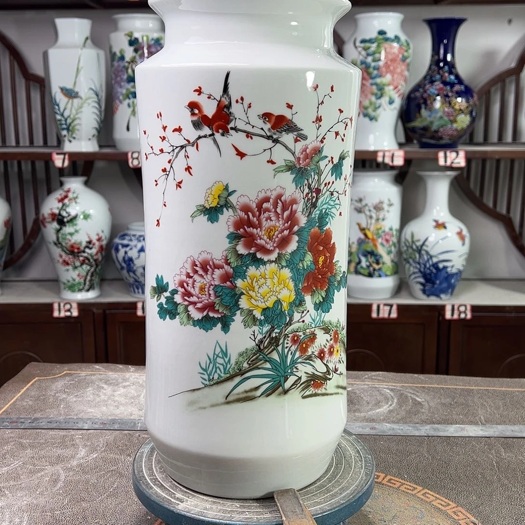 陶摆件景德镇陶瓷书牡丹