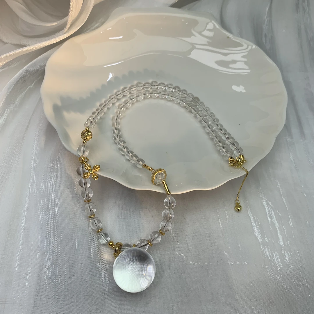 天然白水晶大单珠项链 多样性发其一 B722