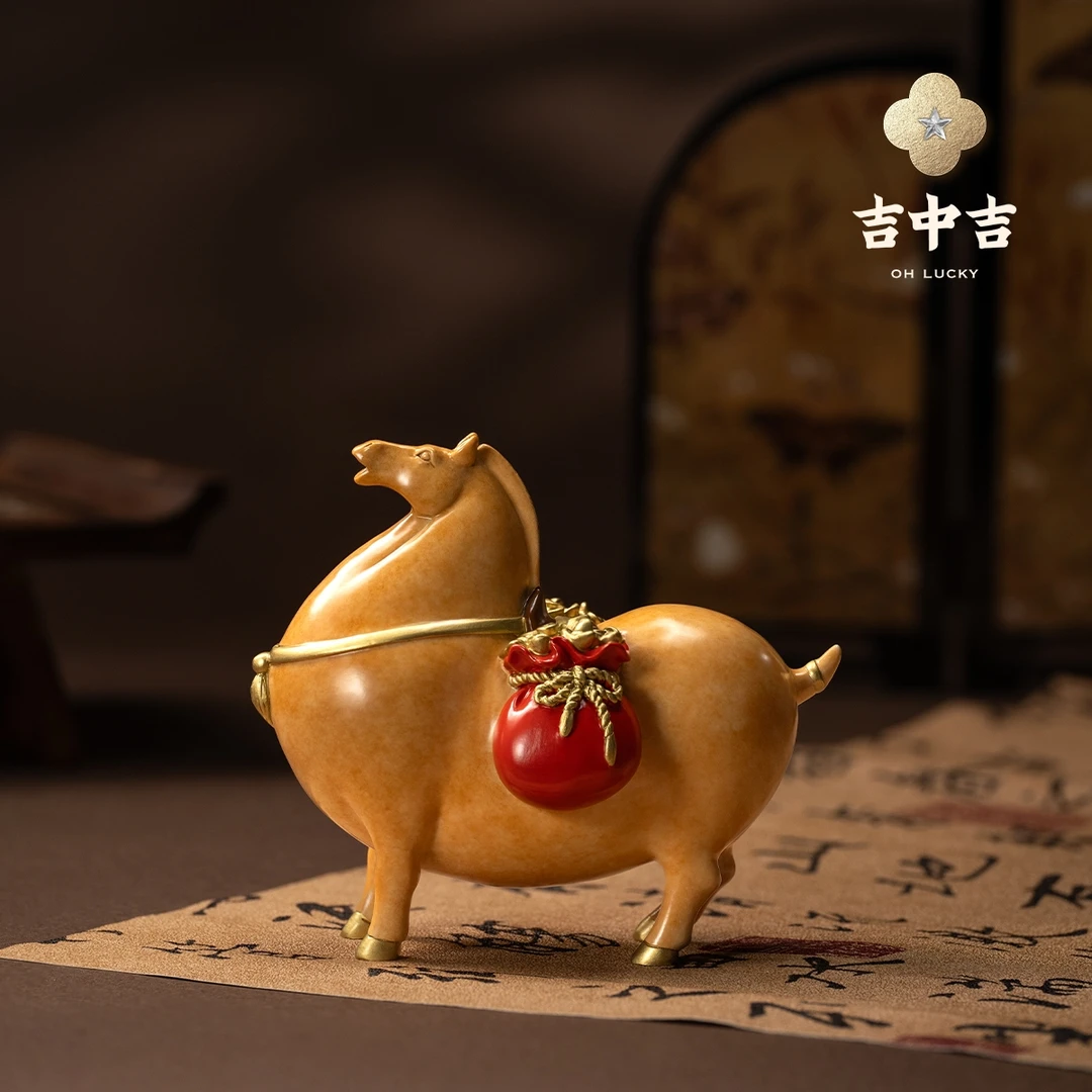 吉中吉·铜《马上有钱》2026生肖马装饰桌面摆件 玄关家居创意摆件