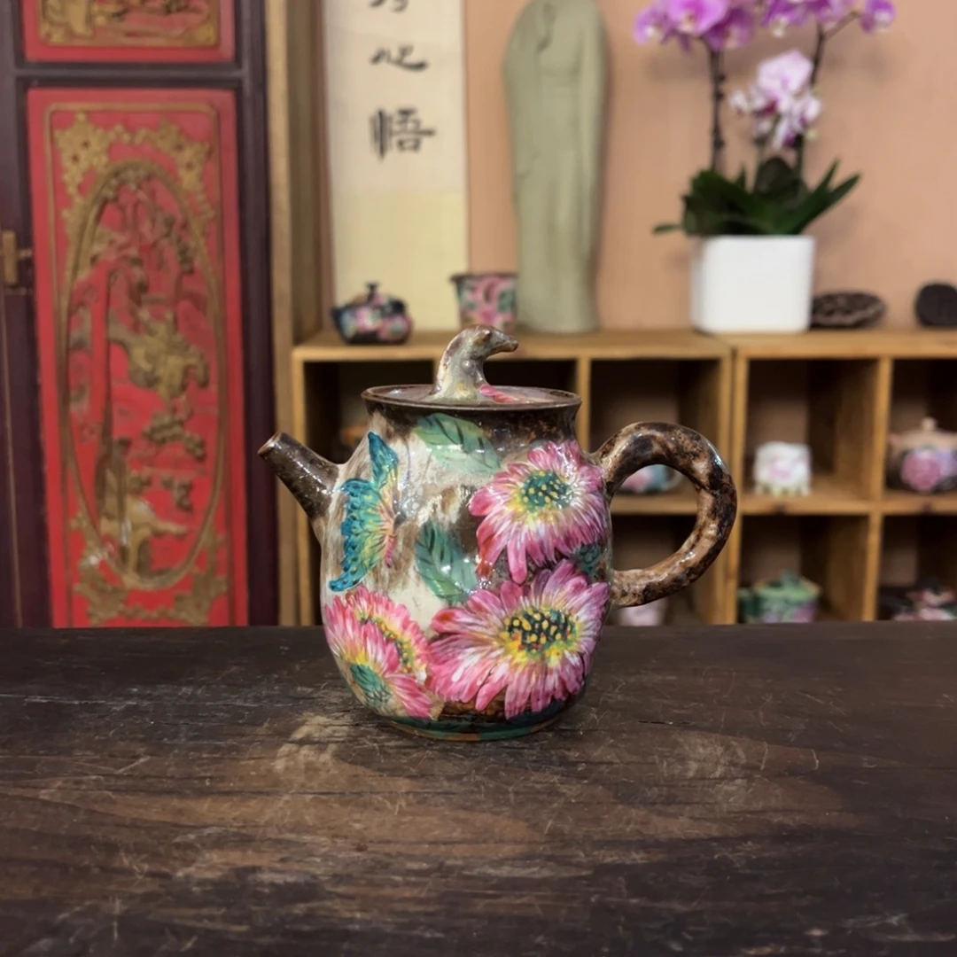 春***然柴烧纯手工手绘陶瓷