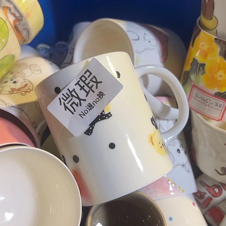 陶摆件不退不换卡通手绘