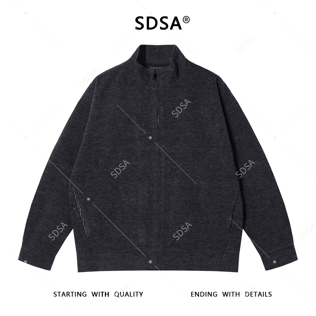 SDSA男士秋冬新款痞帅男装复古宽松拉链立领夹克外套时尚休闲上衣