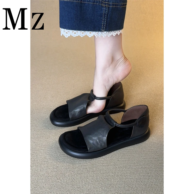 Mr.Zheng/2.5cm/厚底复古露趾中空夏季新款休闲凉鞋百搭舒适女鞋