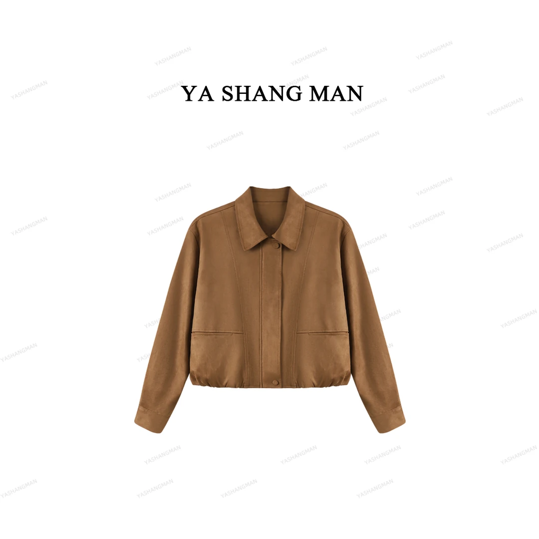 【琥珀流光系】YASHANGMAN秋冬新款麂皮绒外套气质百搭上衣 F2592