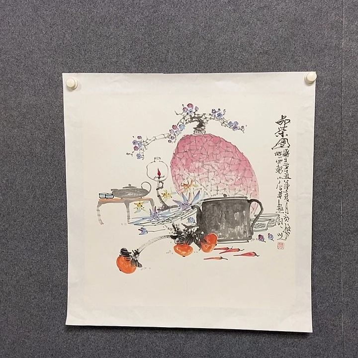 国画四尺斗方花鸟一幅