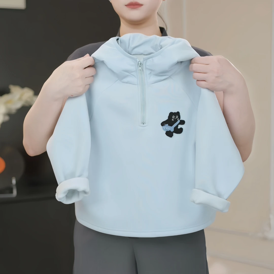【鸭梨童品】秋季韩版男女童百搭卫连帽可爱猫咪长袖套头yL20187