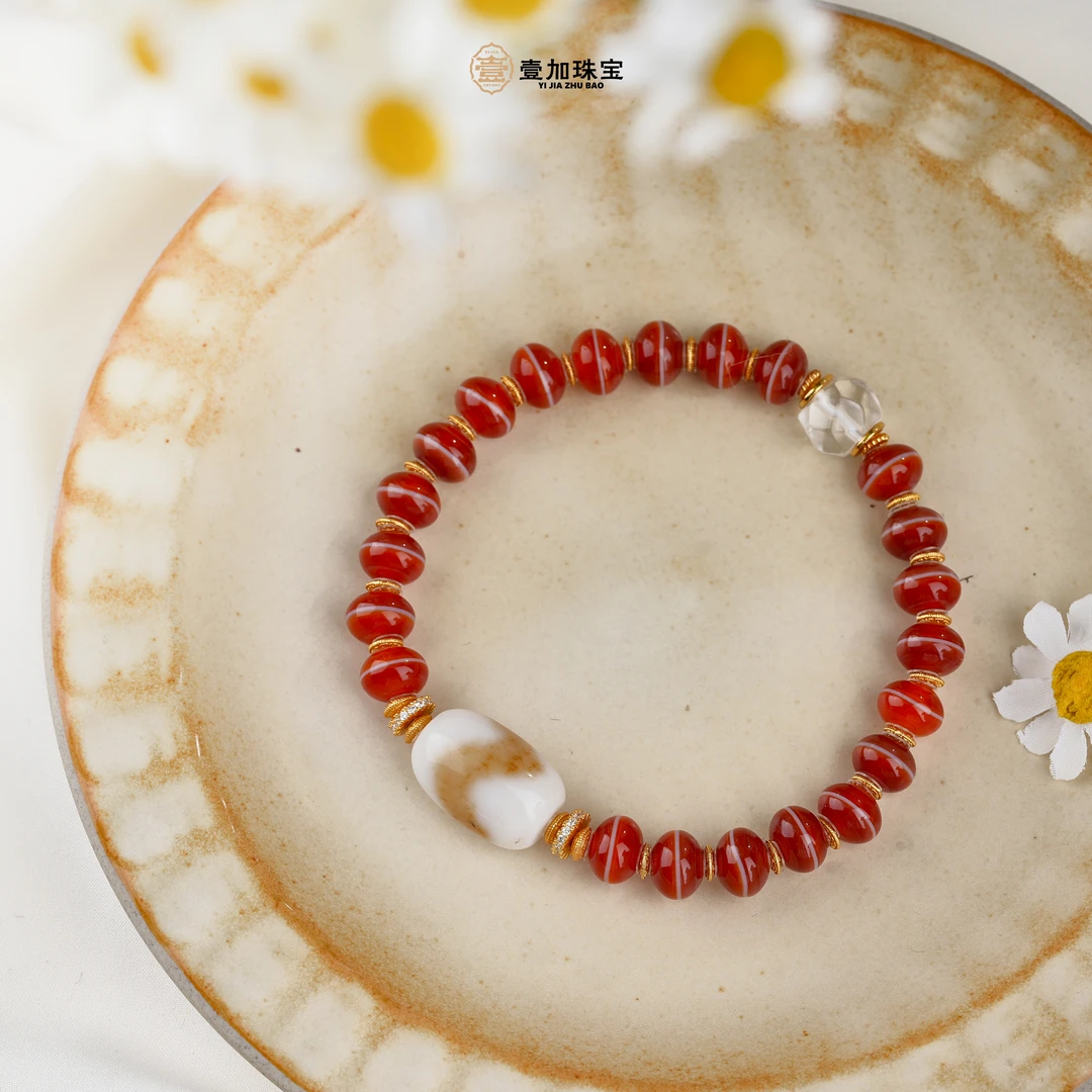 壹加师姐|手工设计药师牙牙玛瑙多宝手串多样性发一6929c