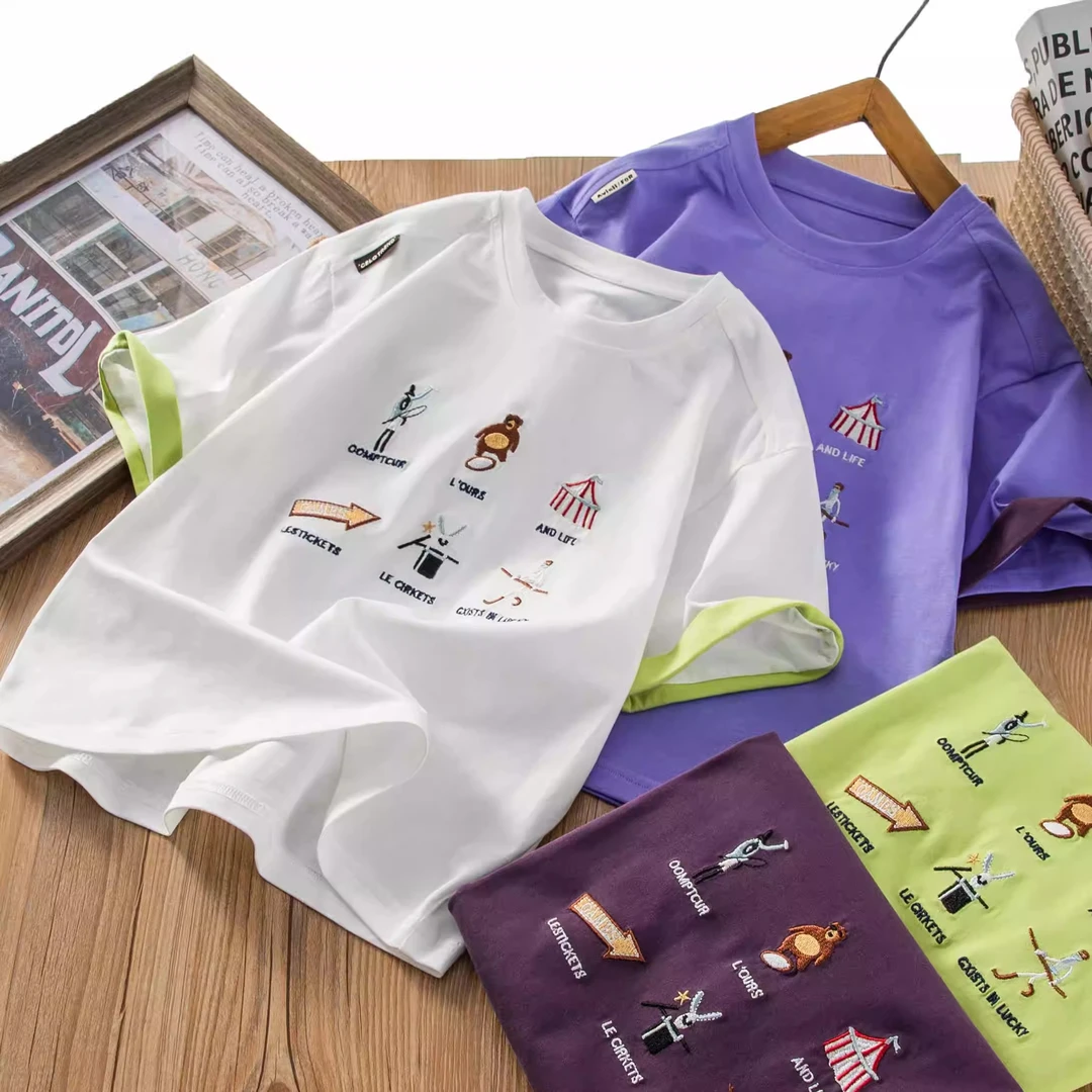 男童t恤2025夏季新款儿童短袖纯棉卡通刺绣薄款中大童洋气酷半袖